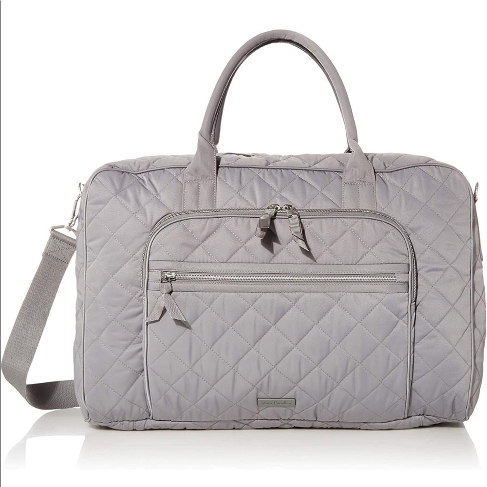 Vera Bradley Lay Flat Weekender Travel Bag Performance Twill Gray sold out color